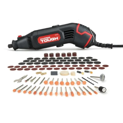 Hyper Tough 1.5 Amp Corded Rotary Tool, Variable Speed with 105 Rotary Accessories & Storage Case, New Condition, Volts 120